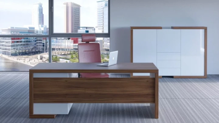 meble-gabinetowe-lineart-orzech-bialy– elegancki gabinet managera