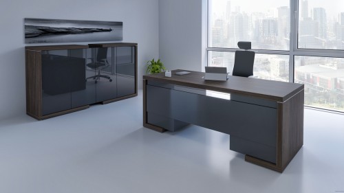 System mebli gabinetowych LINEART – biurko gabinetowe z dwoma kontenerami 200/85 meble do gabinetu prezesa