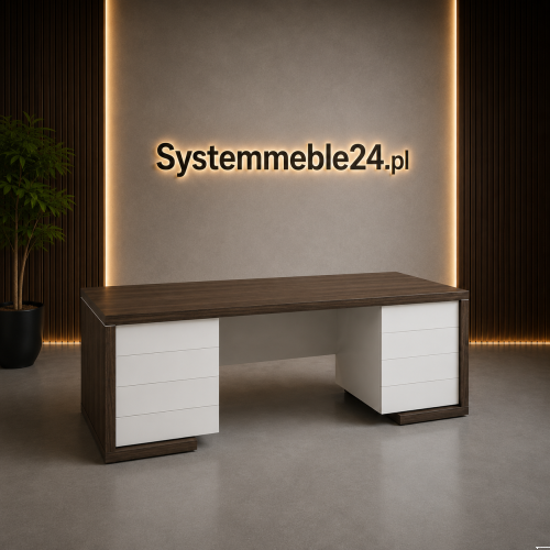 Ekskluzywne biurko gabinetowe z kontenerami LINEART 200/85 – system mebli gabinetowych premium