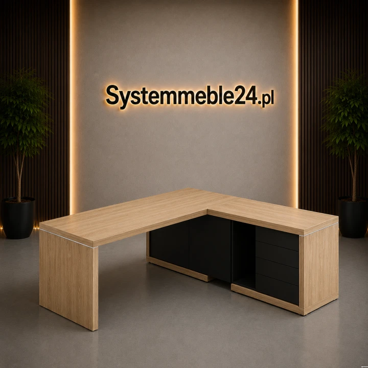Efektowne biurko gabinetowe LINEART z kontenerem – luksusowy system mebli gabinetowych