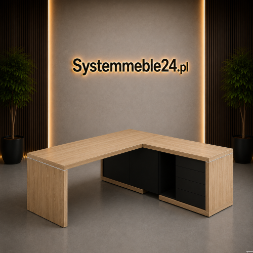 Efektowne biurko gabinetowe LINEART z kontenerem – luksusowy system mebli gabinetowych