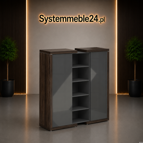 Komoda gabinetowa LINEART z frontami antracyt połysk – nowoczesne meble gabinetowe premium Systemmeble24.pl