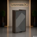 Szafa gabinetowa LINEART z frontami antracyt połysk – nowoczesne meble gabinetowe premium Systemmeble24.pl