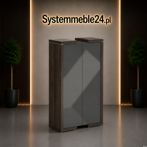 Szafa gabinetowa LINEART z frontami antracyt połysk – nowoczesne meble gabinetowe premium Systemmeble24.pl