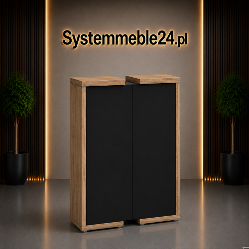 Komoda LINEART z frontami czarnymi płytowymi – eleganckie meble gabinetowe do biura i kancelarii