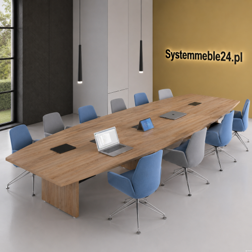 Stół konferencyjny EXO 380 cm i 480 cm z blatem kształtowym – nowoczesna sala konferencyjna | Systemmeble24.pl
