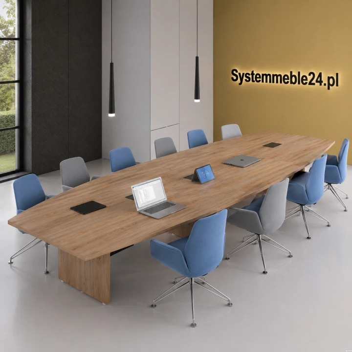 Stół konferencyjny EXO 380 cm i 480 cm z blatem kształtowym – nowoczesna sala konferencyjna | Systemmeble24.pl
