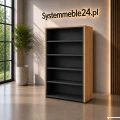 Szafa gabinetowa EXO 86 cm otwarta – antracyt z okładzinami dąb | Systemmeble24.plg