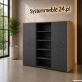 Komoda gabinetowa EXO 246 cm z częścią otwartą – klasyczne meble gabinetowe do biura i gabinetu