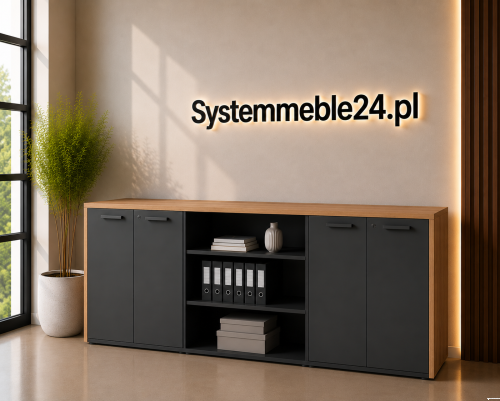 Komoda gabinetowa EXO 246 cm częściowo otwarta