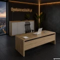 Meble gabinetowe LINEART LI-10 – ekskluzywny system mebli gabinetowych z biurkiem i komodą w aranżacji premium