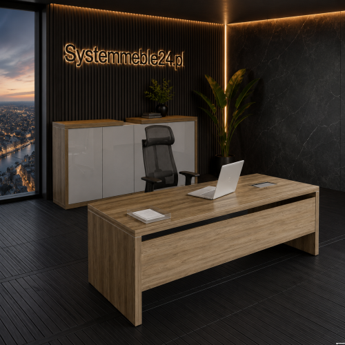 Meble gabinetowe LINEART LI-10 – ekskluzywny system mebli gabinetowych z biurkiem i komodą w aranżacji premium