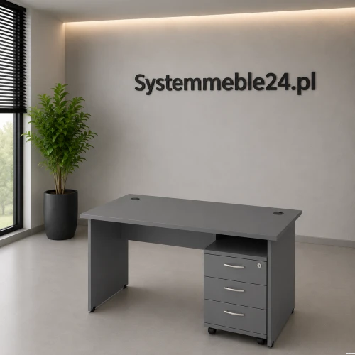 biurko z kontenerem antracyt wizualizacja Systemmeble24