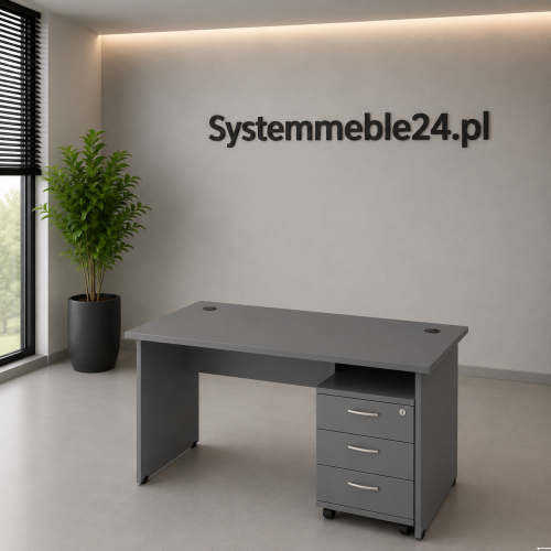 biurko z kontenerem antracyt wizualizacja Systemmeble24