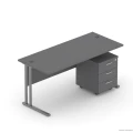 biurko 136cm na stelażu z kontenerem mobilnym antracyt/antracyt