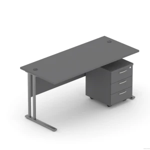 Biurko 136 cm na stelażu z kontenerem – EM Box  