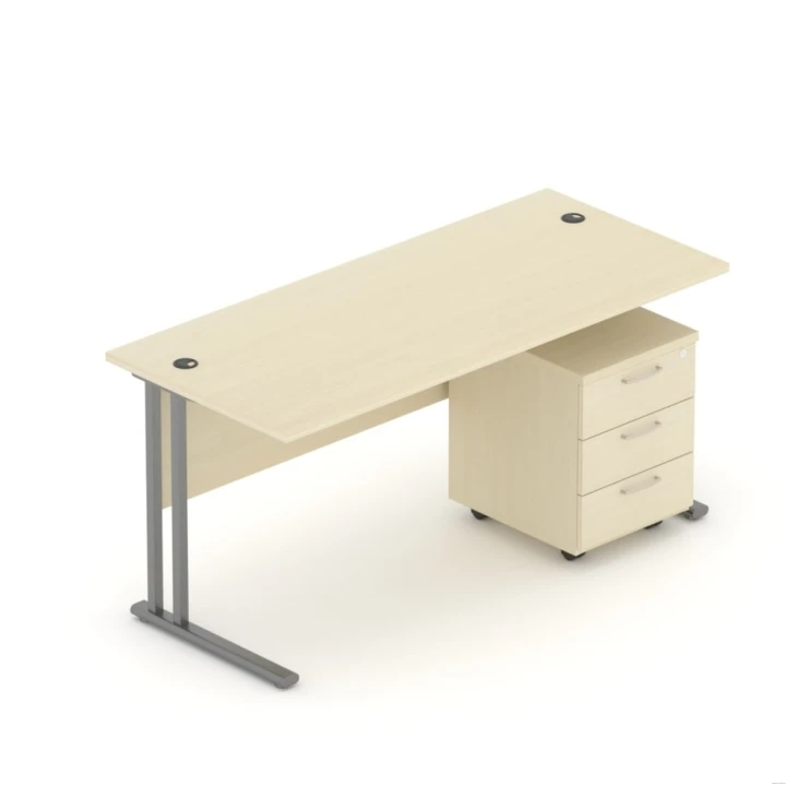 Biurko 116 cm z kontenerem EM Box w kolorze klon –  Systemmeble24