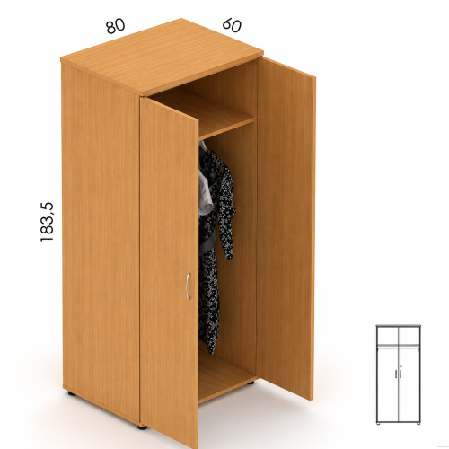 Szafa ubraniowa EM Box 80/60/183,5 cm – wnętrze z drążkiem i górną półką do przechowywania odzieży oraz akcesoriów.