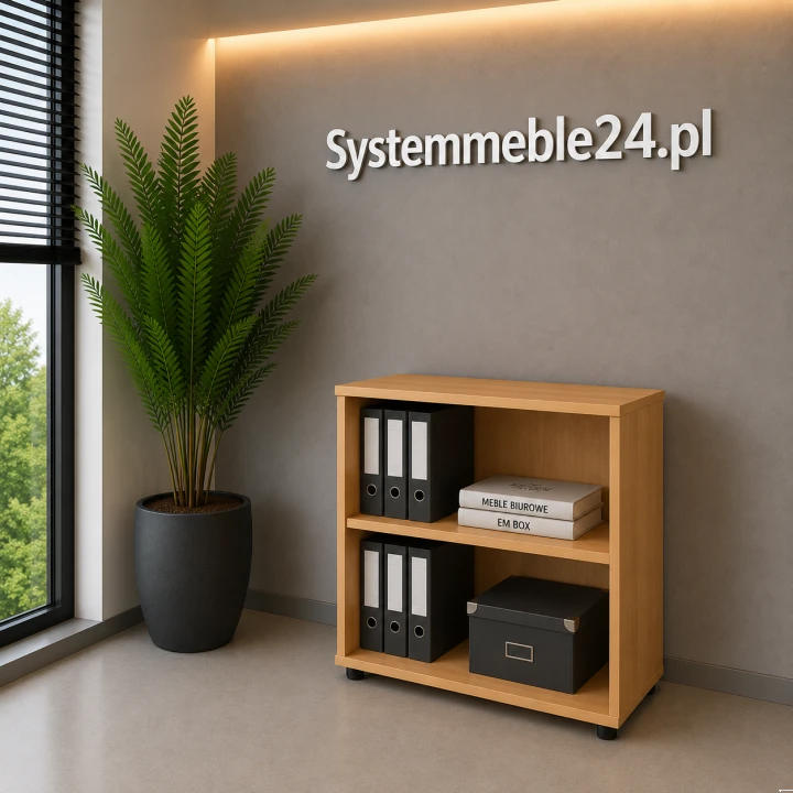 Regał biurowy 80 cm z półkami kolor buk – system mebli biurowych EM Box