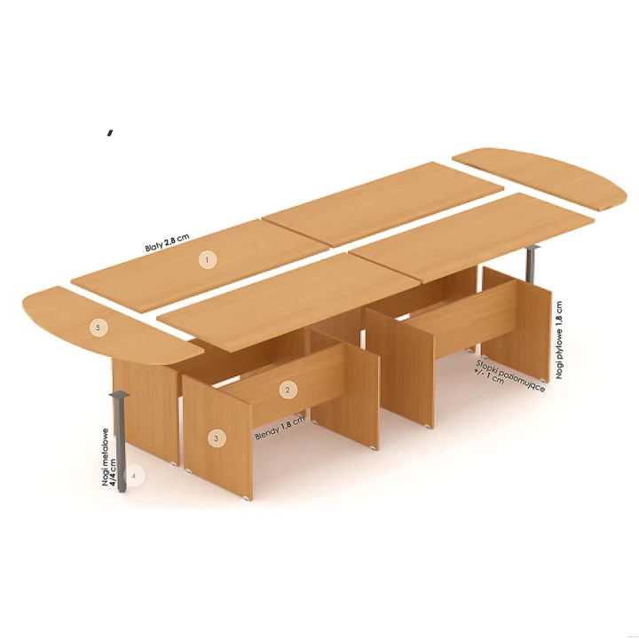 Stół konferencyjny 400/140 cm EM Box – blat dzielony