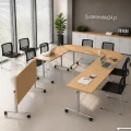 stół mobilny składany blat 160x70 cm EM Box – kolor buk/metalik
