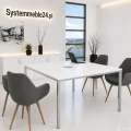 Biały stół konferencyjny 140 × 140 cm z nogami kolor metalik– stół do sali konferencyjnej i biura Systemmeble24.pl