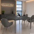 Stół konferencyjny 160 × 160 cm w kolorze antracyt – nowoczesny stół do sali konferencyjnej i biura