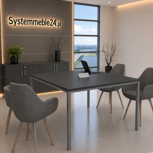 Stół konferencyjny 160 × 160 cm w kolorze antracyt – nowoczesny stół do sali konferencyjnej i biura
