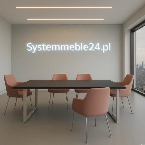 Stół konferencyjny 180 × 140 cm z blatem w dekorze orzech i metalowym stelażem – nowoczesne meble konferencyjne Systemmeble24.pl