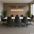 Biały stół konferencyjny 180 × 140 cm z antracytowym stelażem – stół do sali konferencyjnej i biura Systemmeble24.pl