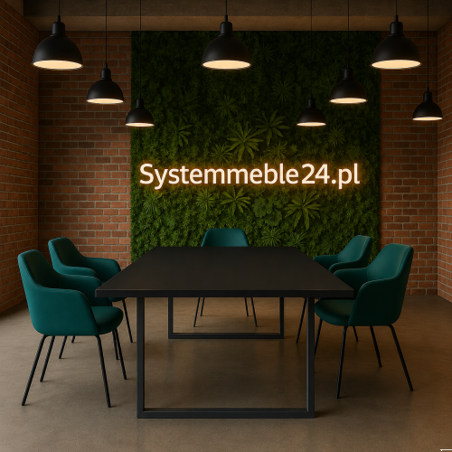 Czarny stół konferencyjny 180 × 140 cm z antracytowym stelażem – eleganckie meble konferencyjne Systemmeble24.pl