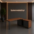 Biurko gabinetowe z kontenerem podporowym 180/154 cm – Creator, stelaż U, nowoczesne meble gabinetowe | Systemmeble24.pl
