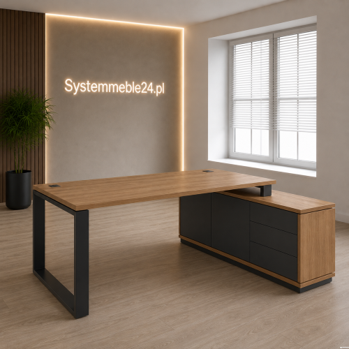 Nowoczesne meble gabinetowe - biurko gabinetowe Creator z szafką pomocniczą – Systemmeble24.pl