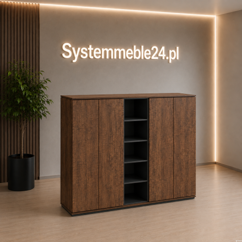 Komoda gabinetowa 202/45/186 cm Creator – nowoczesna komoda biurowa z półkami i frontami | Systemmeble24.pl