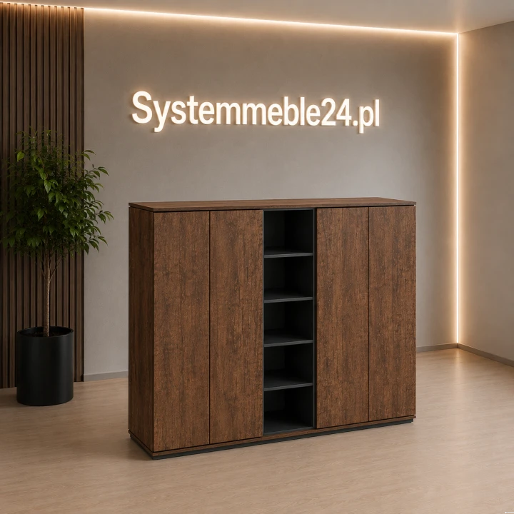 Komoda gabinetowa 202/45/186 cm Creator – nowoczesna komoda biurowa z półkami i frontami | Systemmeble24.pl