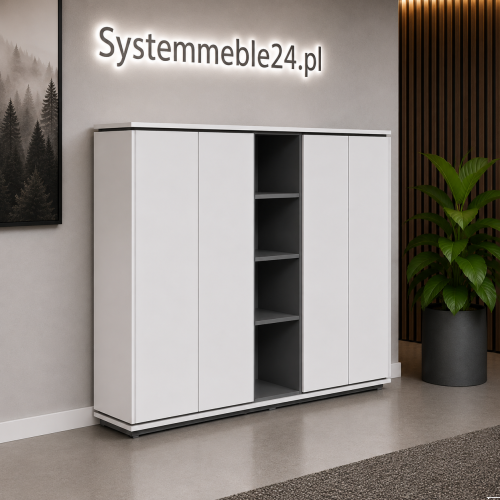 Komoda gabinetowa 202/45/151 cm Creator – nowoczesna komoda biurowa z półkami i frontami | Systemmeble24.pl