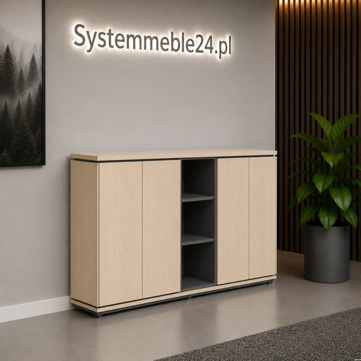 Komoda gabinetowa 202/45/116 cm Creator – nowoczesna komoda biurowa z półkami i frontami | Systemmeble24.pl