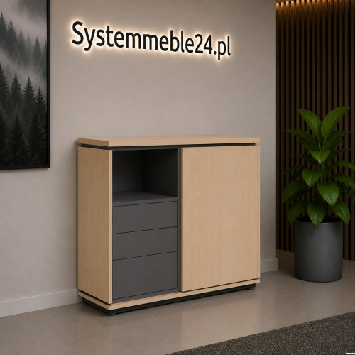 Komoda gabinetowa z frontem przesuwnym 123/45/116 cm Creator – nowoczesna komoda