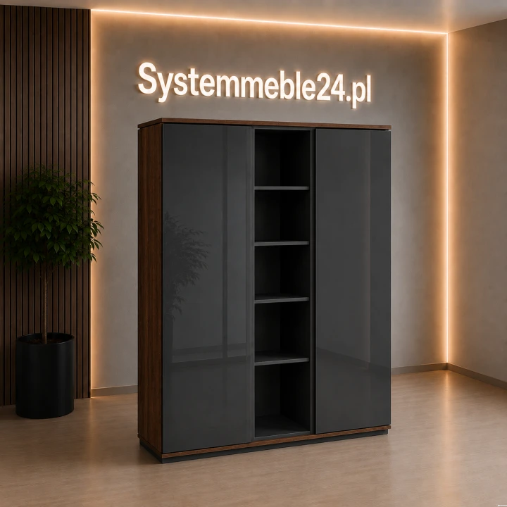 Szafa gabinetowa Creator z frontami akryl połysk – nowoczesne meble gabinetowe | Systemmeble24.pl