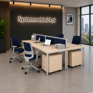 Meble do open space – 4 stanowiska z panelami i kontenerami