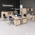 Zestaw 4 biurek do open space z panelami dzielącymi stanowiska pracy