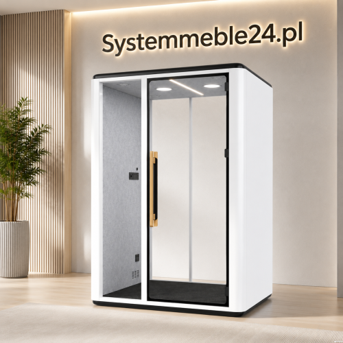 Budka akustyczna 1–2 osobowa do biura – wizualizacja Systemmeble24.pl