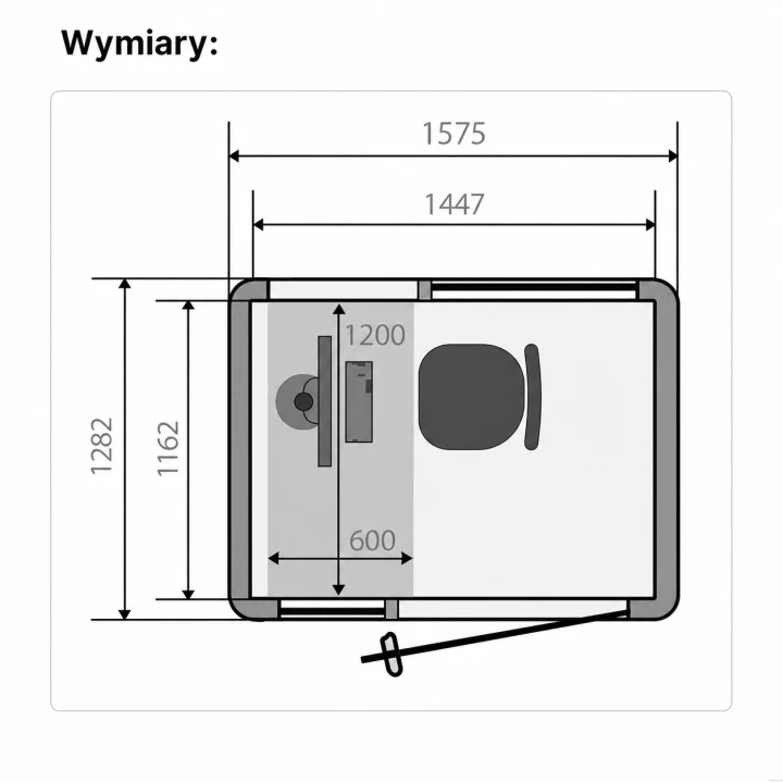 Wymiary budki akustycznej 1–2 osobowej