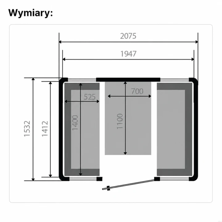 Budka akustyczna 4-osobowa – wymiary techniczne