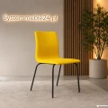 Krzesło konferencyjne NEST na 4 nogach – żółta tapicerka i czarny stelaż, nowoczesna aranżacja