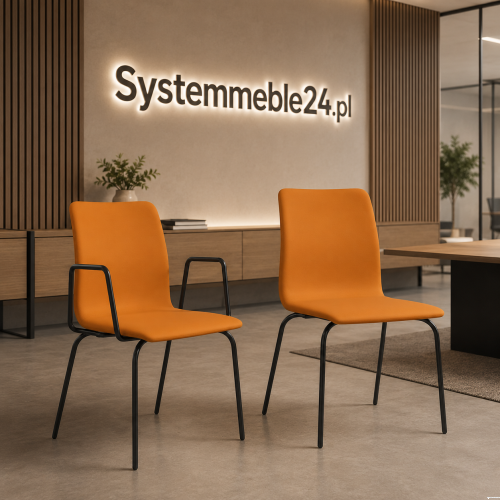 Krzesło konferencyjne NEST na 4 nogach z podłokietnikami i bez – pomarańczowa tapicerka, nowoczesne biuro